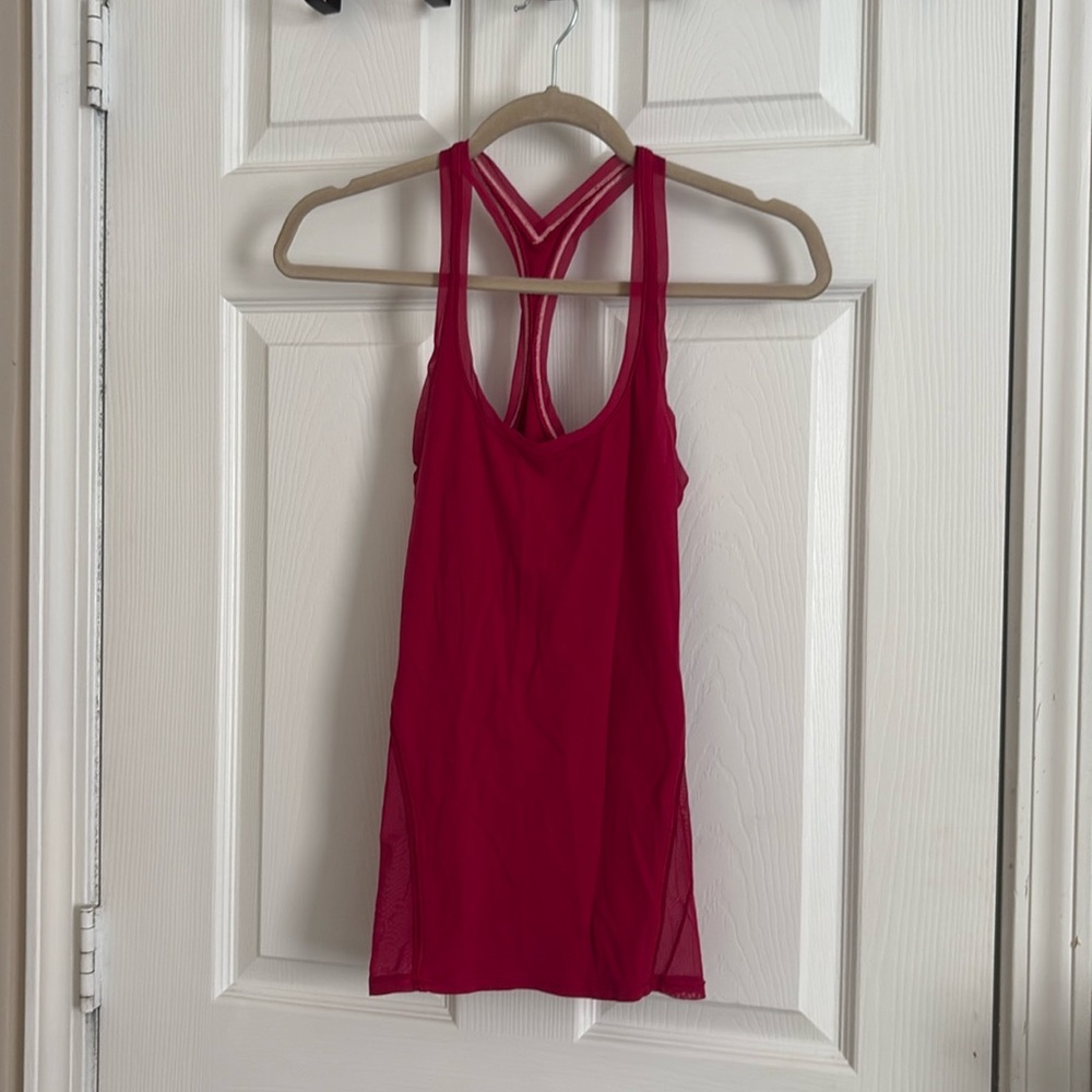 Lululemon Coll Racerback Workout Tank Top Berry Rumble Mesh Size 4